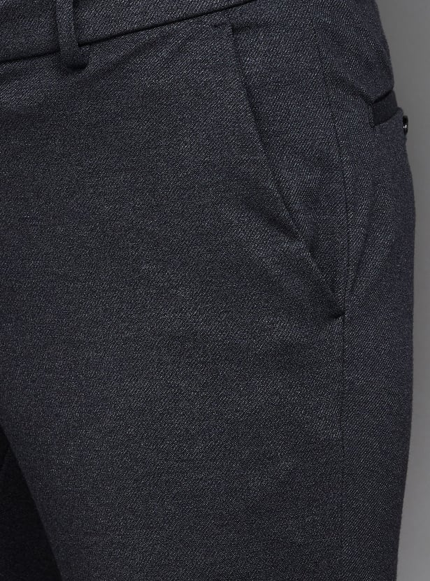 LOUIS PHILIPPE Textured Slim Tapered Formal Trouser