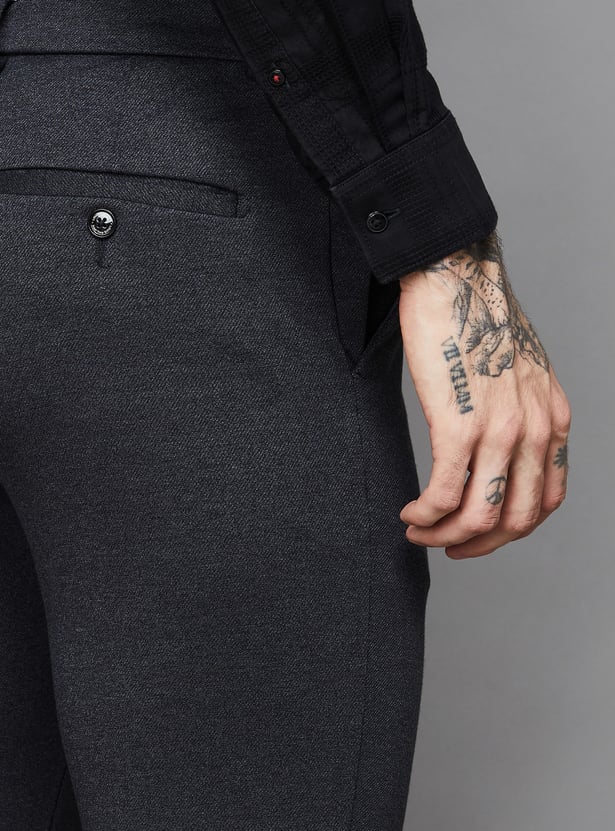 LOUIS PHILIPPE Textured Slim Tapered Formal Trouser