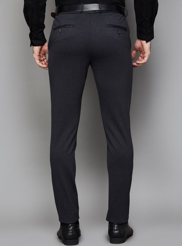 LOUIS PHILIPPE Textured Slim Tapered Formal Trouser