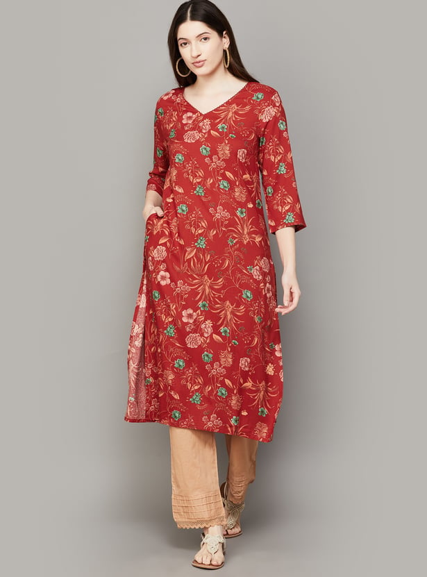W Floral Print Straight Kurta