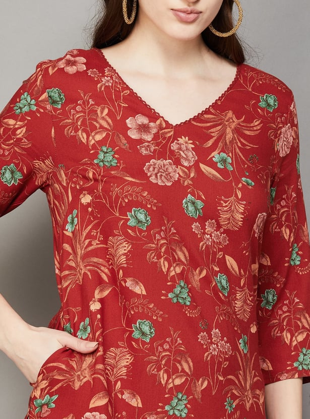 W Floral Print Straight Kurta