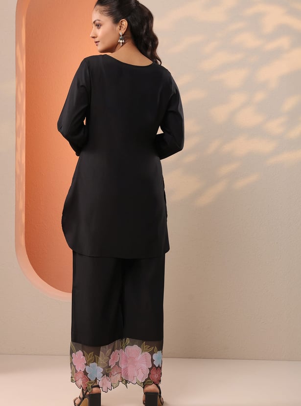 LIBAS Yoke Embroidered Straight Kurti Set