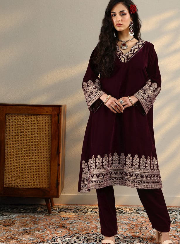 LIBAS Embroidered A-line Kurta Set