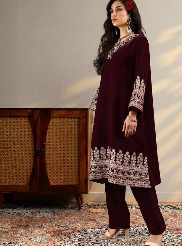 LIBAS Embroidered A-line Kurta Set
