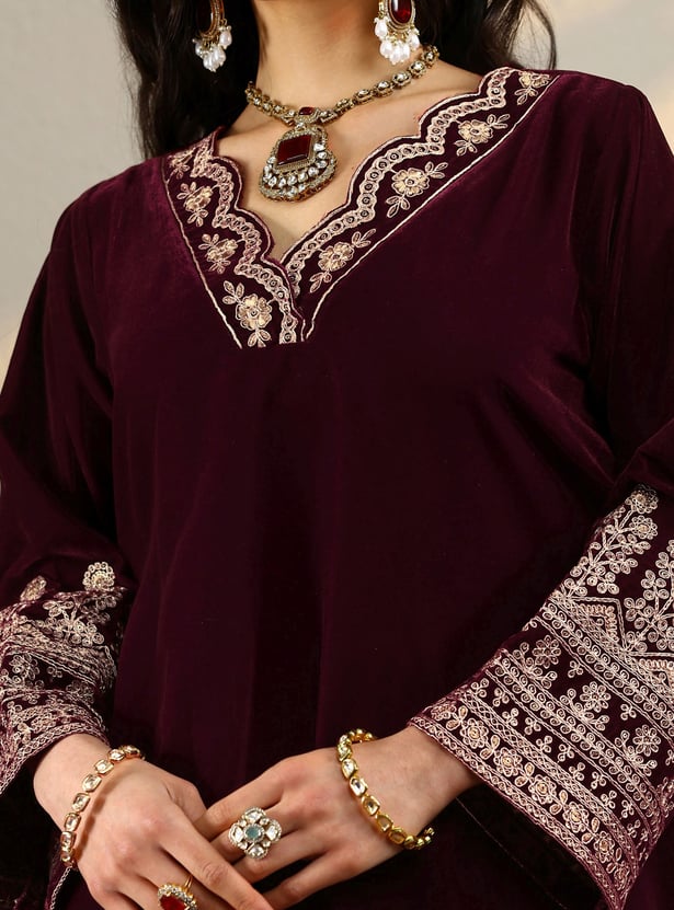 LIBAS Embroidered A-line Kurta Set