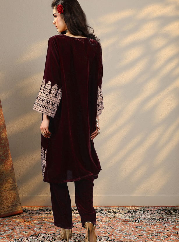 LIBAS Embroidered A-line Kurta Set
