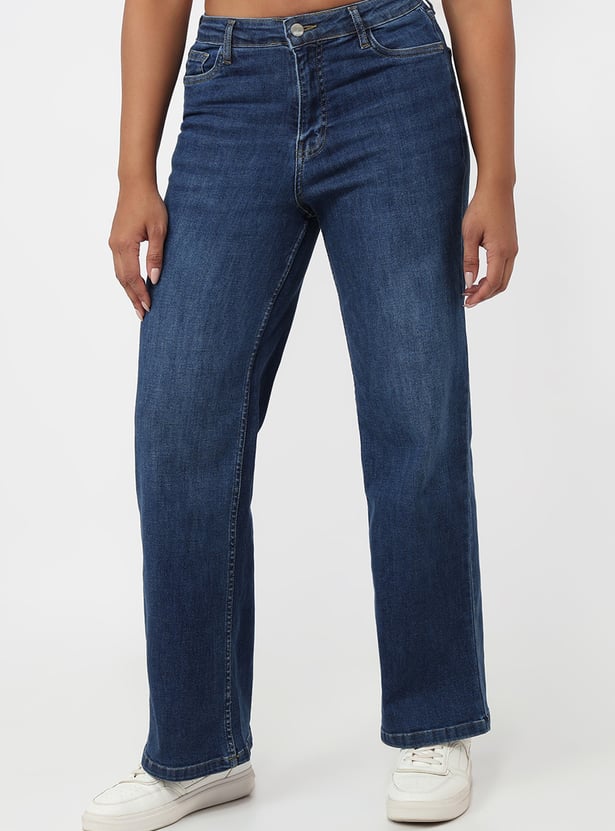 KRAUS Washed Wide Leg Jeans