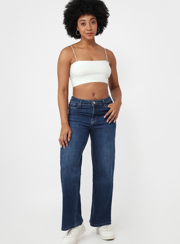 KRAUS Washed Wide Leg Jeans
