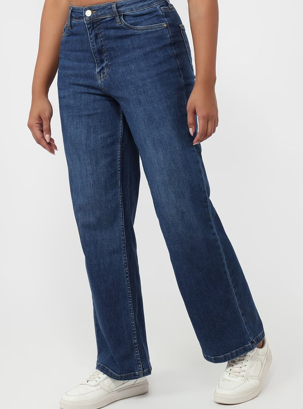KRAUS Washed Wide Leg Jeans