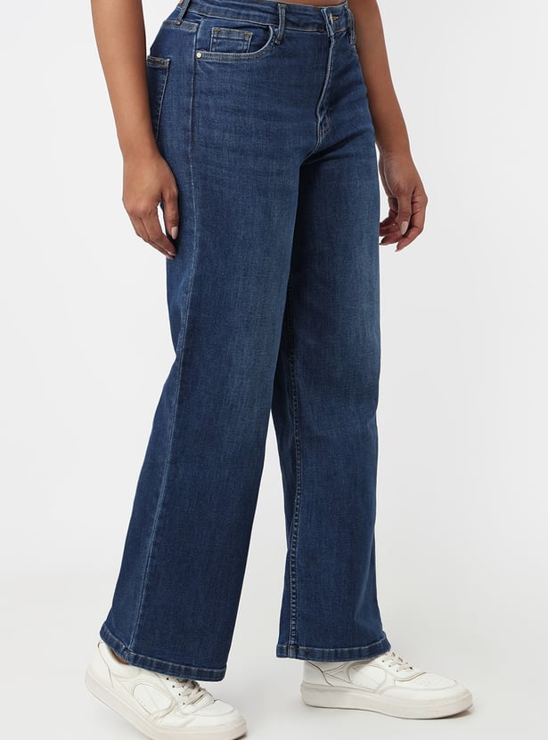 KRAUS Washed Wide Leg Jeans