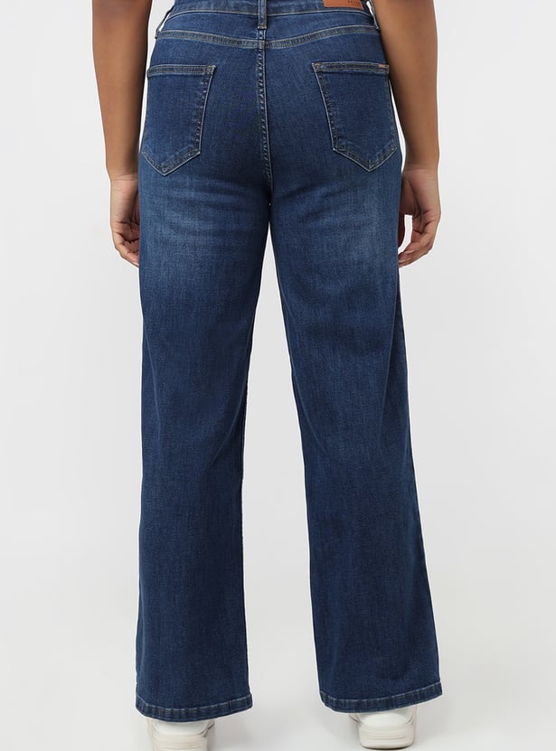KRAUS Washed Wide Leg Jeans