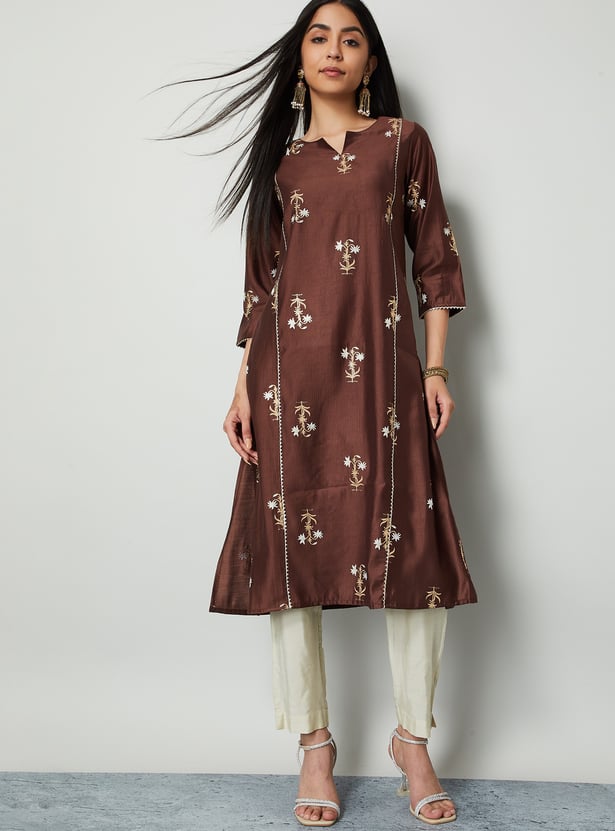 MELANGE Floral Print Straight Kurta