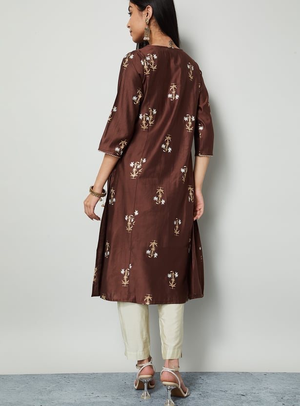 MELANGE Floral Print Straight Kurta