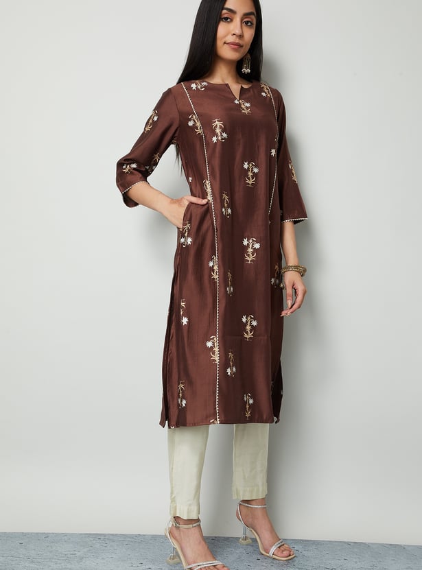 MELANGE Floral Print Straight Kurta