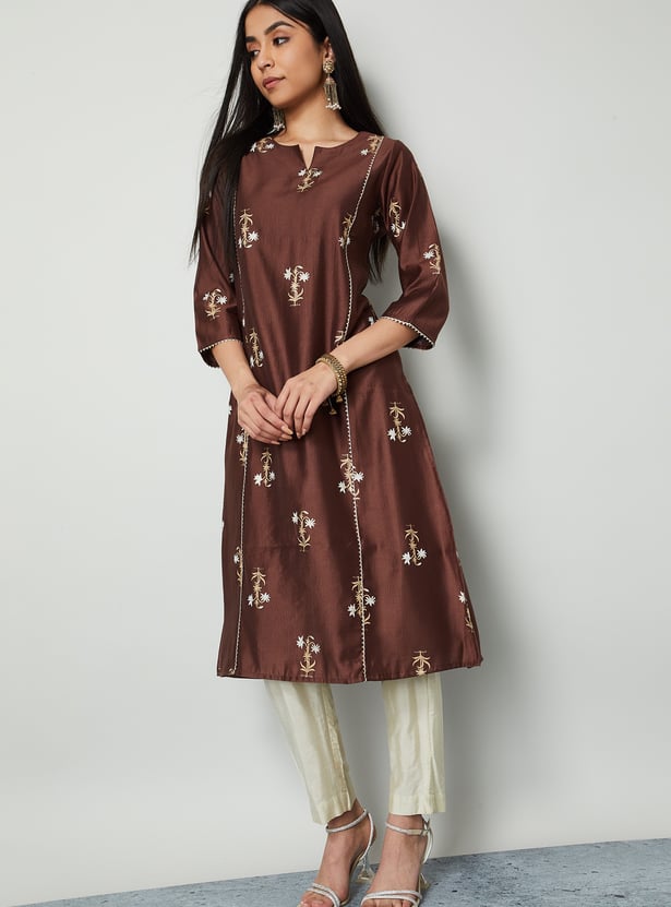 MELANGE Floral Print Straight Kurta