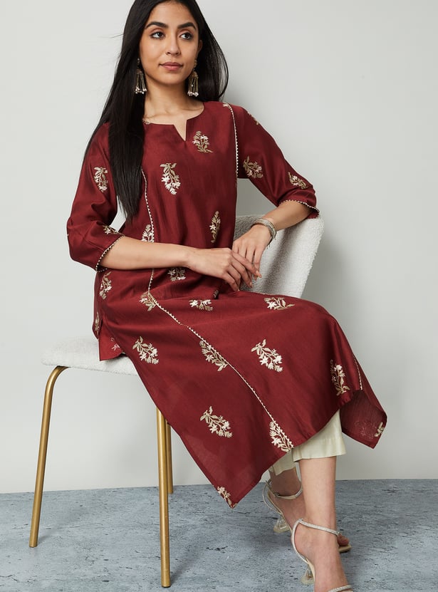 MELANGE Floral Print Straight Kurta