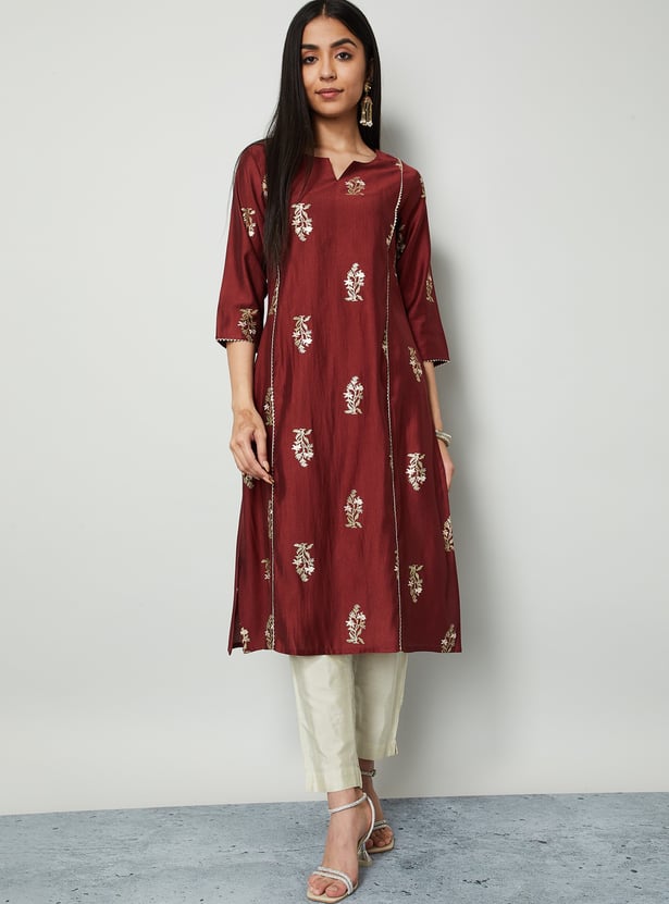 MELANGE Floral Print Straight Kurta