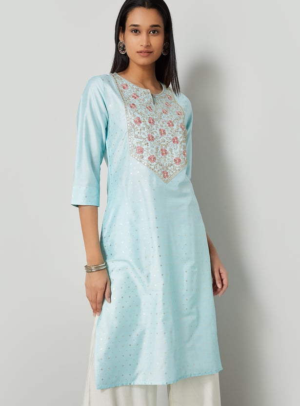 MELANGE Embroidered Straight Kurta.