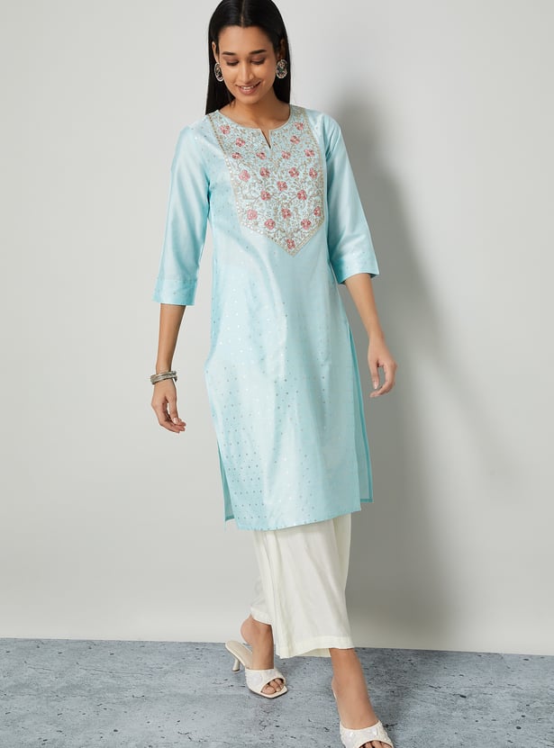 MELANGE Embroidered Straight Kurta.