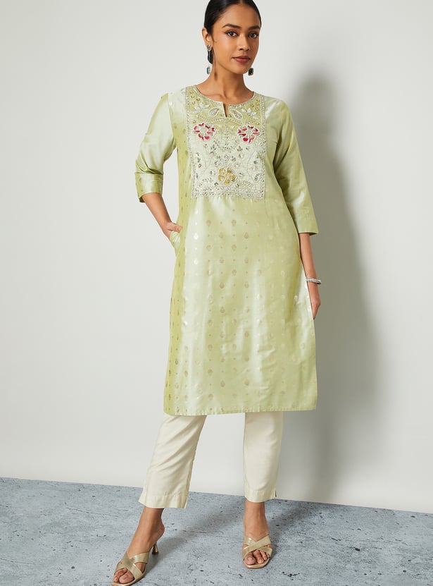 MELANGE Embroidered Straight Kurta