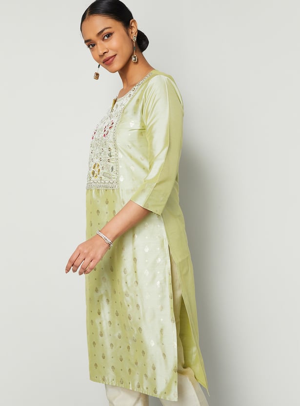 MELANGE Embroidered Straight Kurta