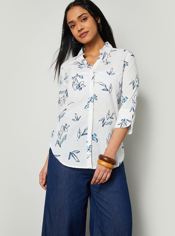 COLOUR ME Floral Print Shirt Style Top