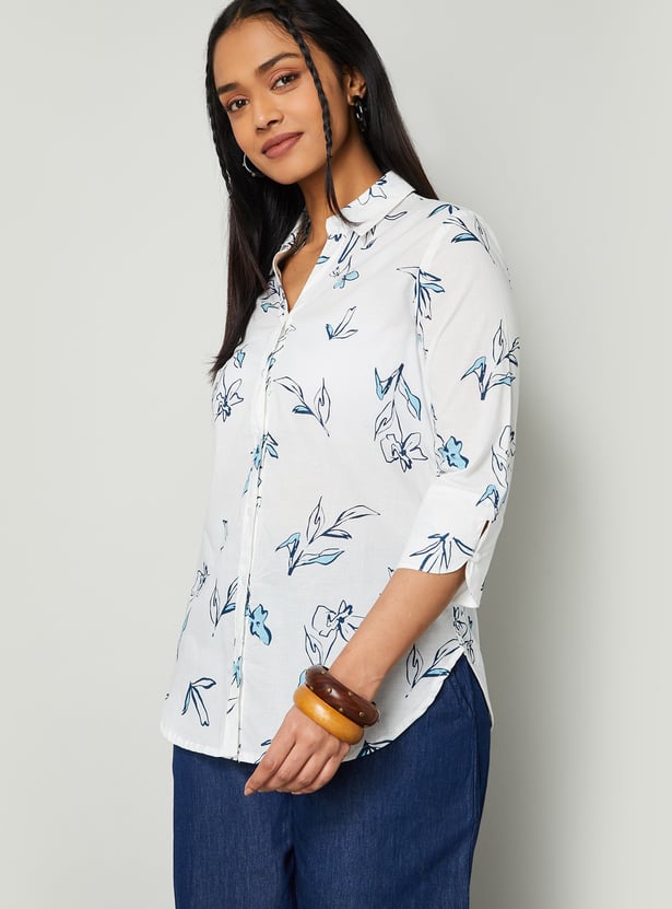 COLOUR ME Floral Print Shirt Style Top