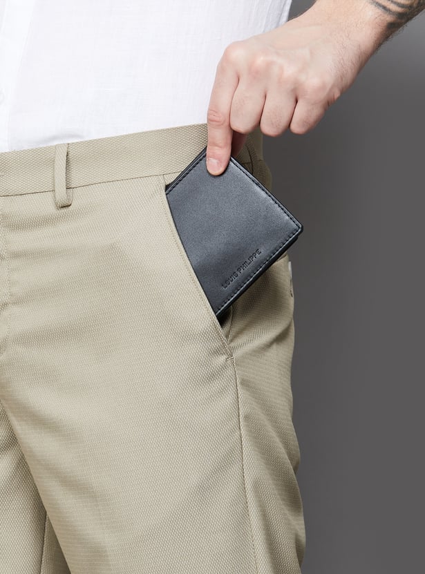 LOUIS PHILIPPE Solid Leather Bi-Fold Wallet