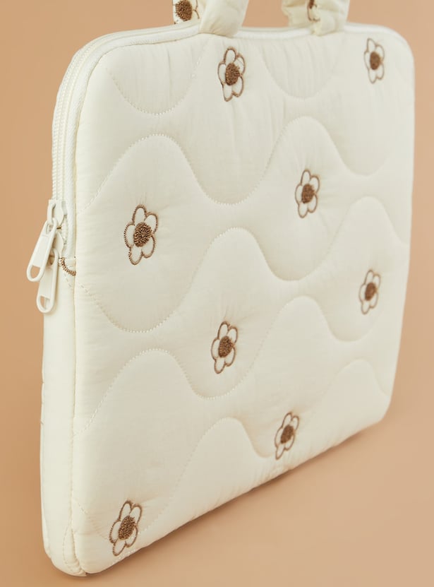 FAME FOREVER Floral Embroidered Laptop Sleeve