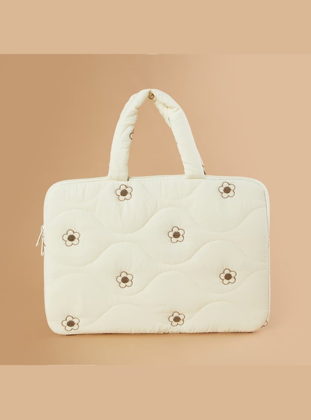 FAME FOREVER Floral Embroidered Laptop Sleeve