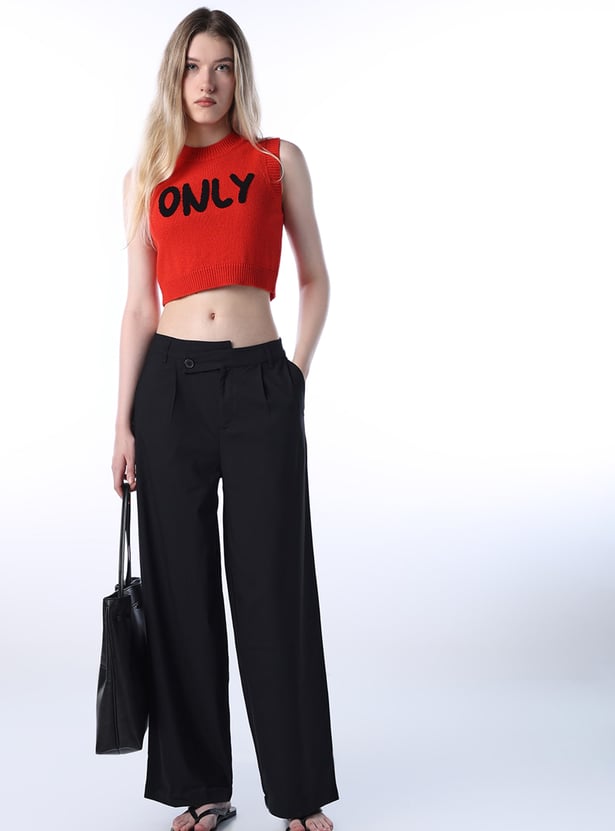 ONLY Striped Pleated Flared Trousers