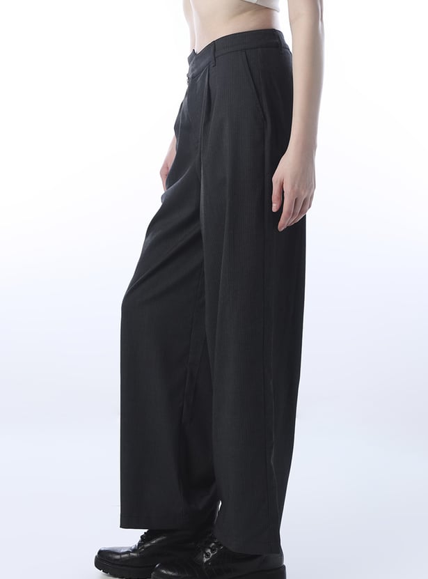 ONLY Striped Pleated Flared Trousers