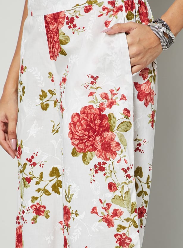 MELANGE Floral Print Palazzos
