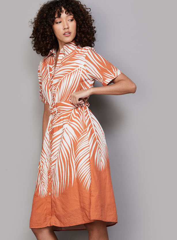 MADAME Printed Buttoned A-line Dress