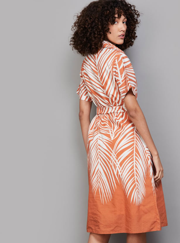 MADAME Printed Buttoned A-line Dress