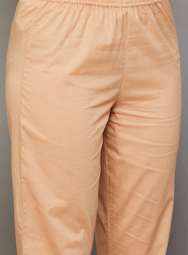 BIBA Straight Pants with Lace Trim
