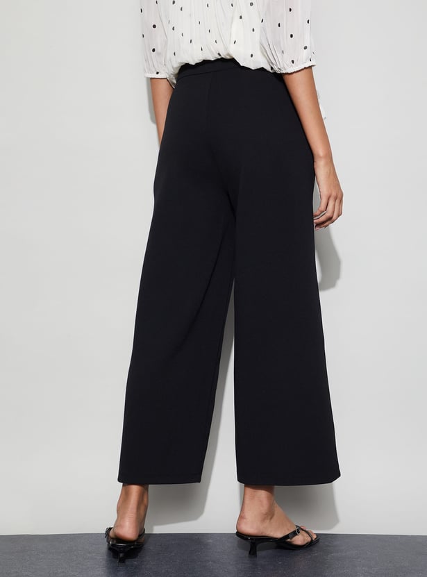 CODE Solid Wide-Leg Trousers