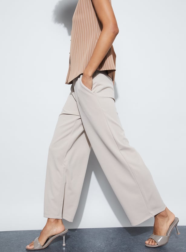 CODE Solid Wide Leg Trousers