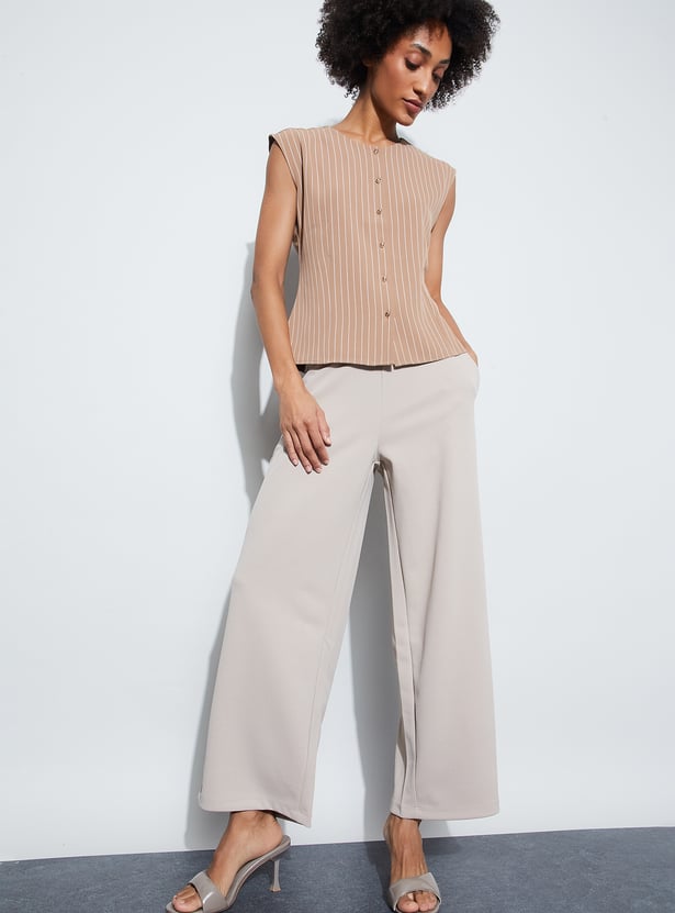CODE Solid Wide Leg Trousers