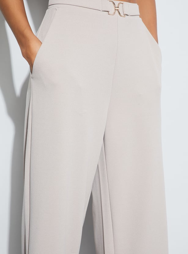 CODE Solid Wide Leg Trousers
