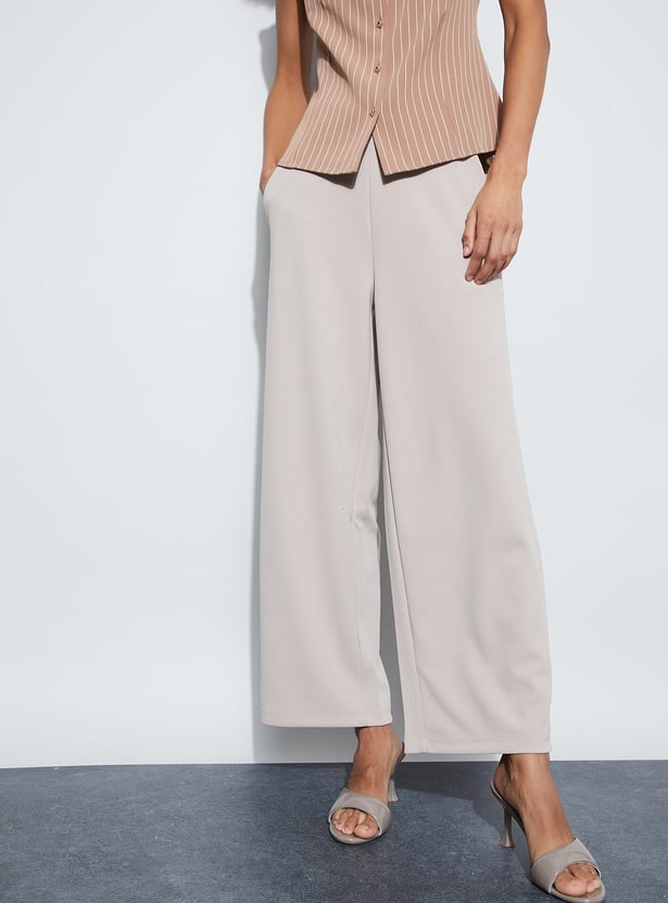 CODE Solid Wide Leg Trousers