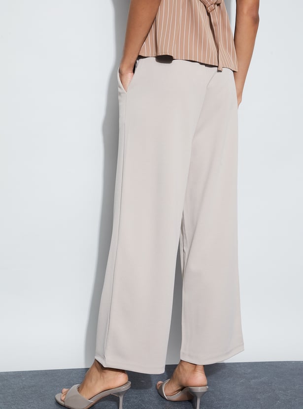 CODE Solid Wide Leg Trousers
