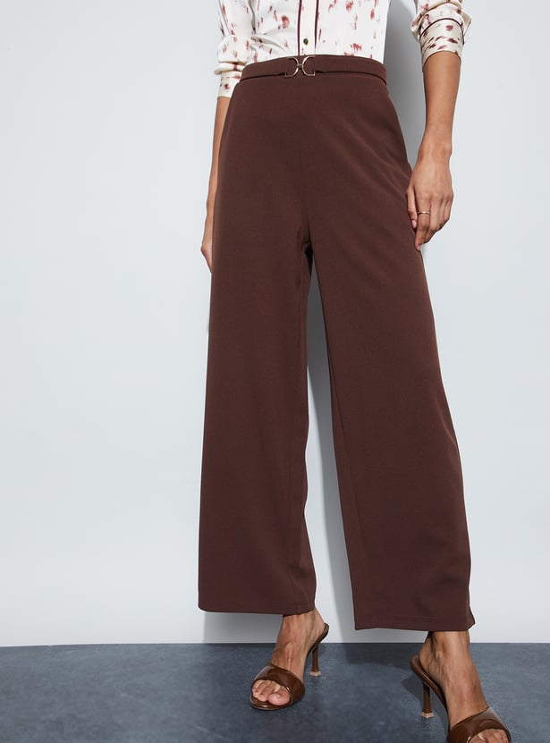 CODE Solid Wide Leg Trousers
