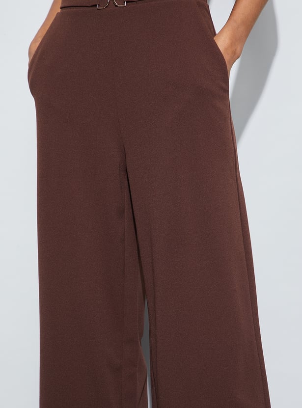 CODE Solid Wide Leg Trousers