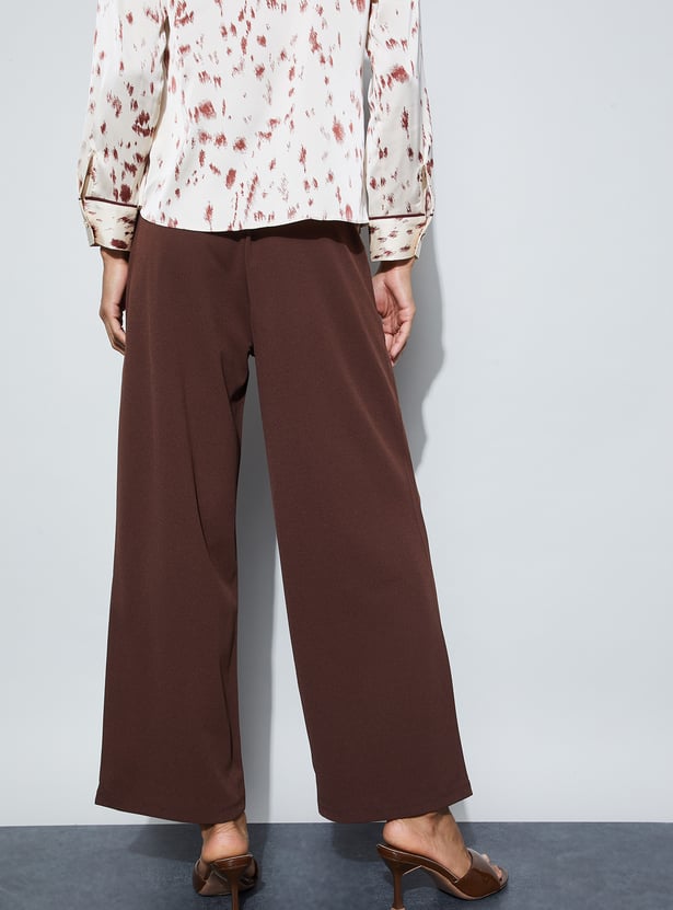 CODE Solid Wide Leg Trousers