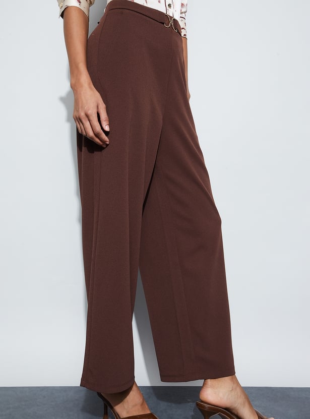 CODE Solid Wide Leg Trousers
