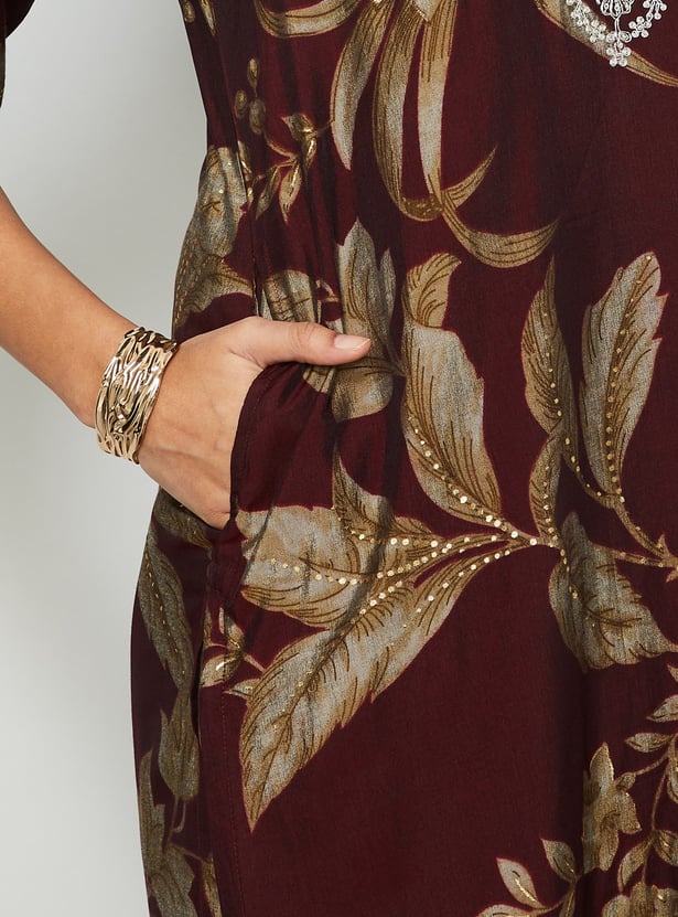 MELANGE Floral Print Straight Kurta