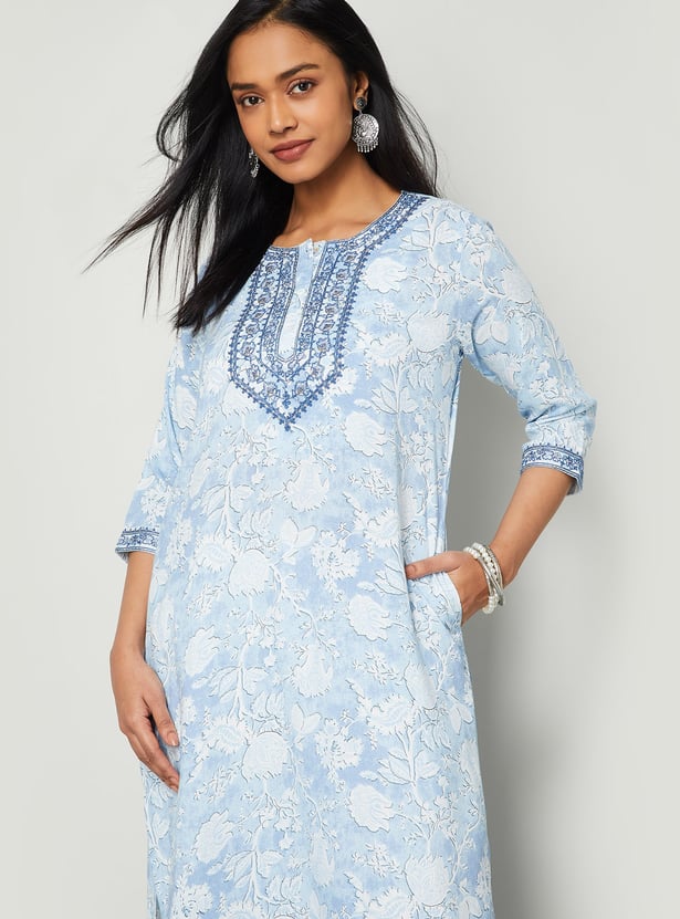 MELANGE Embroidered Yoke Straight Kurta