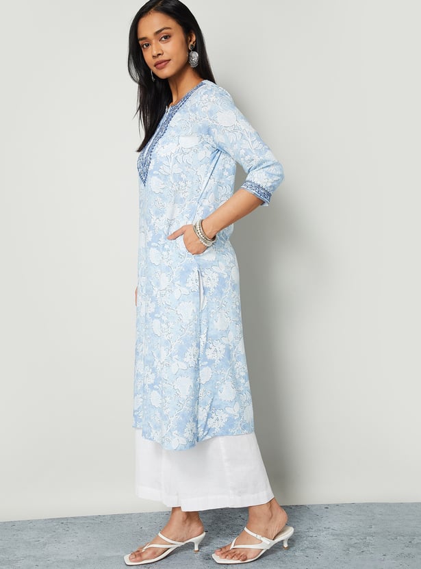 MELANGE Embroidered Yoke Straight Kurta