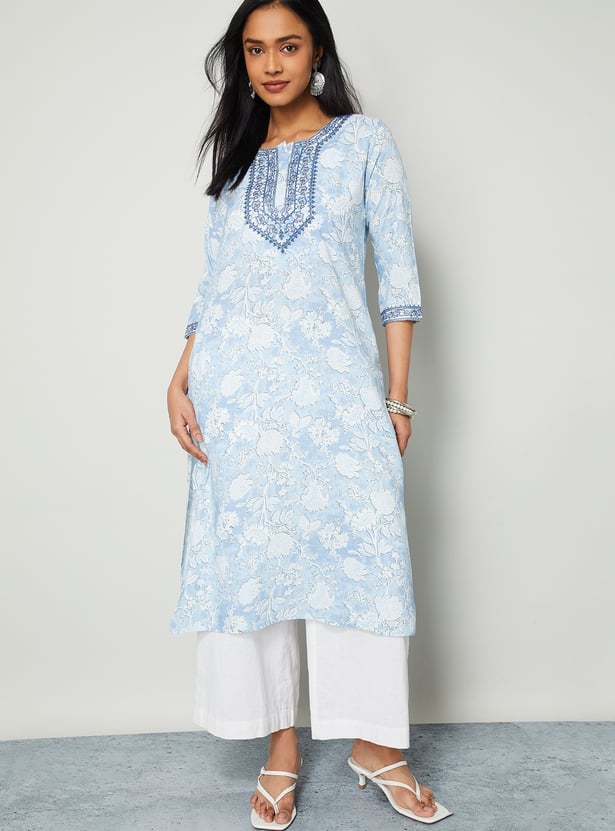 MELANGE Embroidered Yoke Straight Kurta